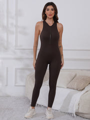 Half Zip Wide Strap Active Jumpsuit