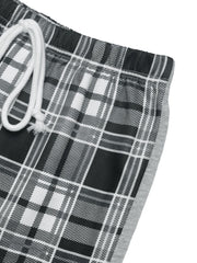 Perfee Drawstring Plaid Wide Leg Pants